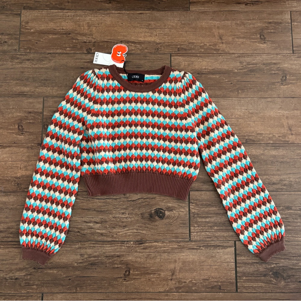 NWT cider sweater 70s 60s knit stripe sz S